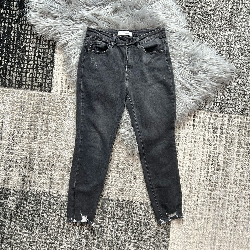 Kancan Women's Black Skinny Distressed Denim Dark Wash Size 11 / 29